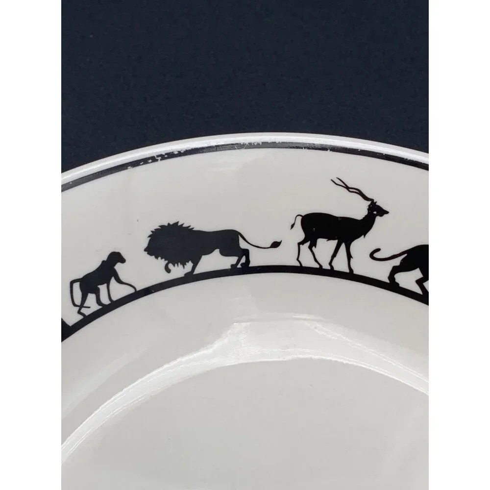 American Atelier Bowls Safari Serengeti Black White Set Of‎ 2 Wild Animals